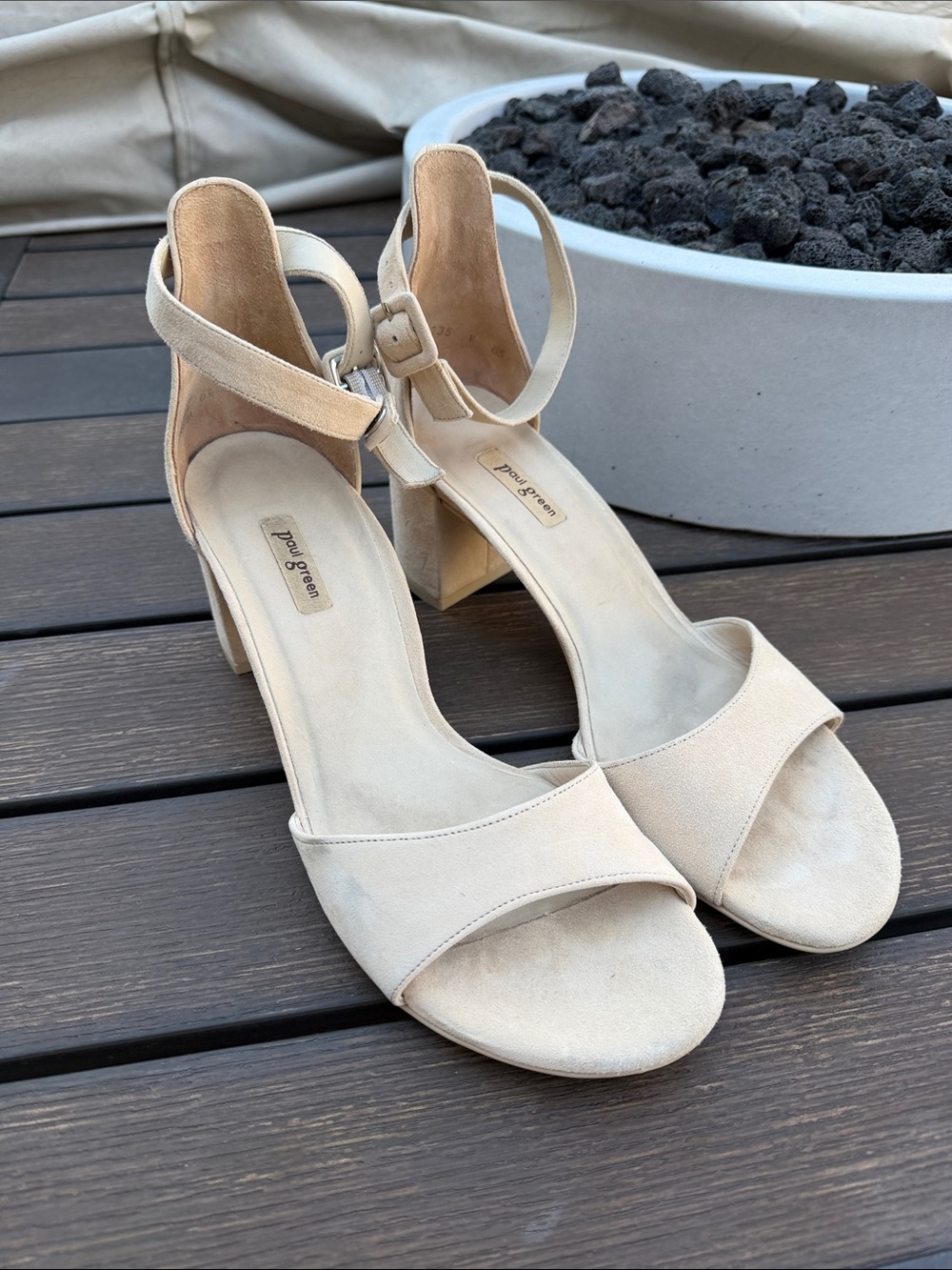 Paul Green Nude Suede Ankle-Strap Block Heels US 9 / marked 6.5